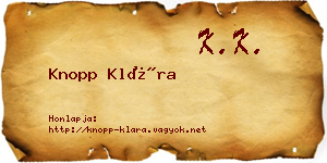 Knopp Klára névjegykártya